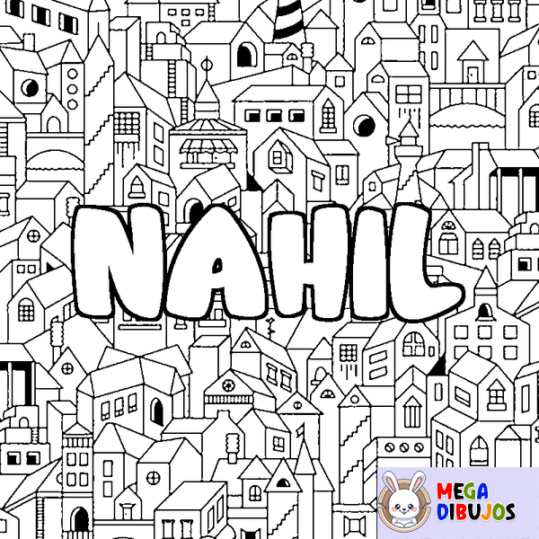 Coloraci&oacute;n del nombre NAHIL - decorado ciudad