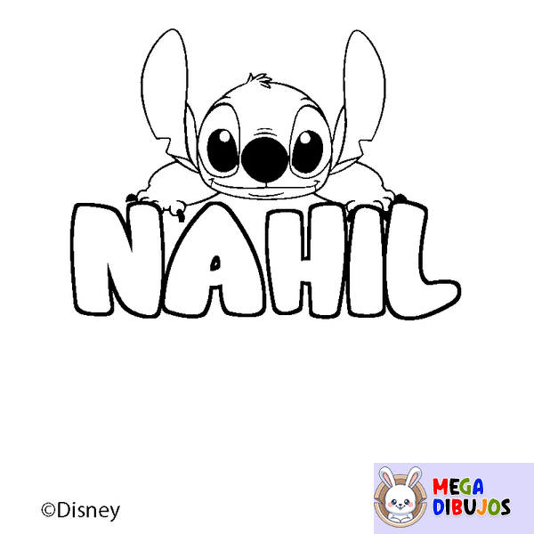 Coloraci&oacute;n del nombre NAHIL - decorado Stitch