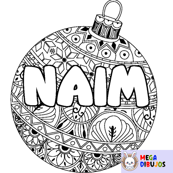 Coloraci&oacute;n del nombre NAIM - decorado bola de Navidad