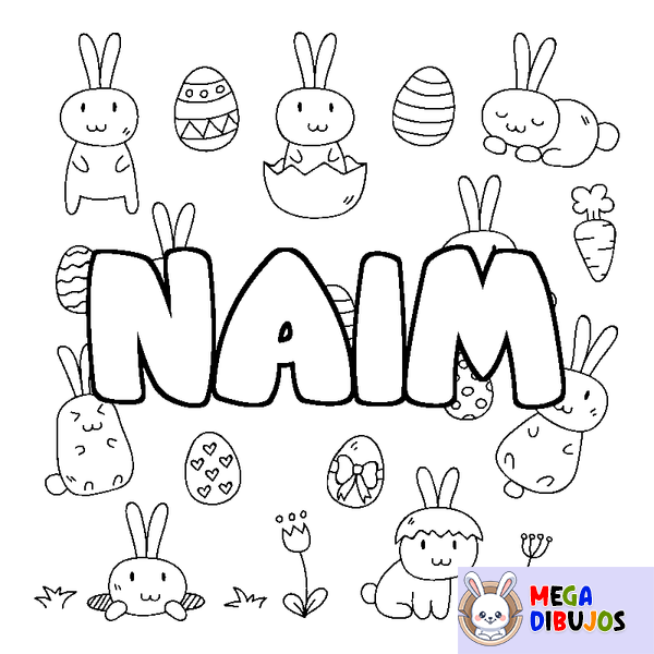 Coloraci&oacute;n del nombre NAIM - decorado Pascua