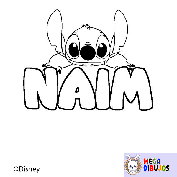 Coloraci&oacute;n del nombre NAIM - decorado Stitch