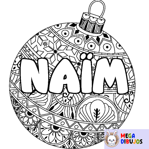 Coloraci&oacute;n del nombre NA&Iuml;M - decorado bola de Navidad