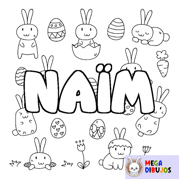 Coloraci&oacute;n del nombre NA&Iuml;M - decorado Pascua