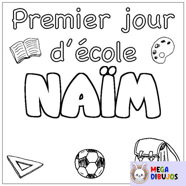 Coloraci&oacute;n del nombre NA&Iuml;M - decorado primer d&iacute;a de escuela