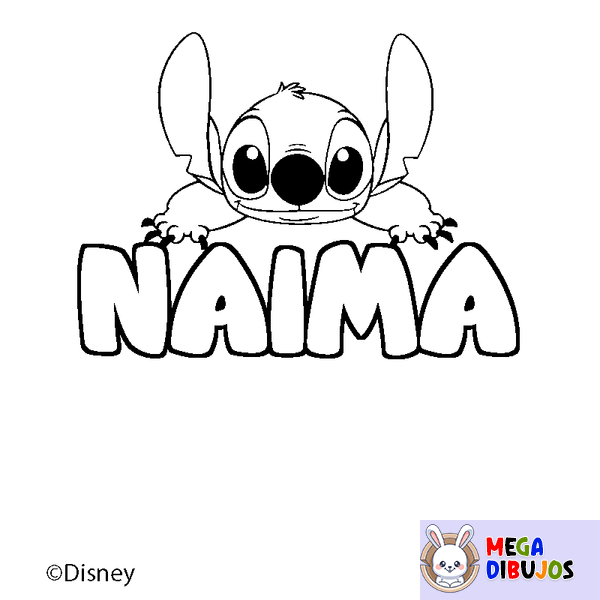 Coloraci&oacute;n del nombre NAIMA - decorado Stitch
