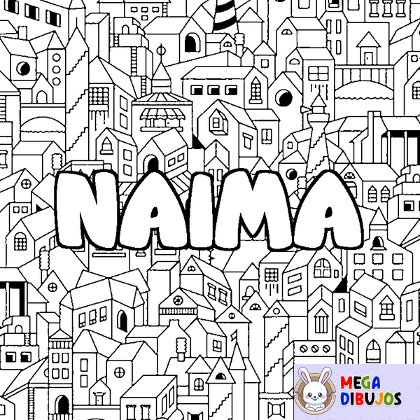 Coloraci&oacute;n del nombre NAIMA - decorado ciudad