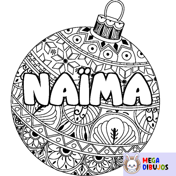 Coloraci&oacute;n del nombre NA&Iuml;MA - decorado bola de Navidad