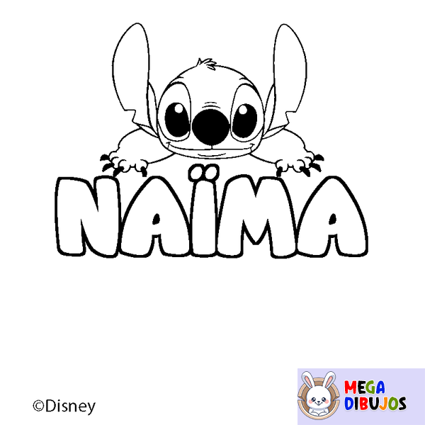 Coloraci&oacute;n del nombre NA&Iuml;MA - decorado Stitch