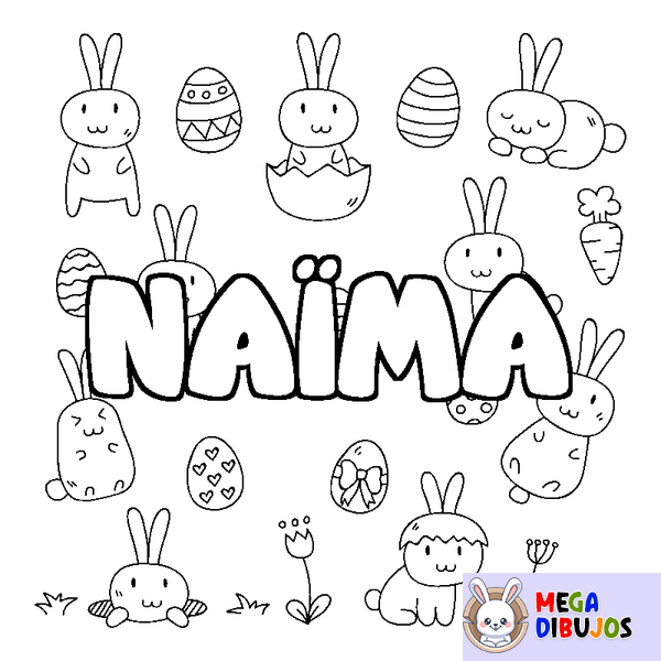 Coloraci&oacute;n del nombre NA&Iuml;MA - decorado Pascua