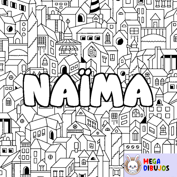 Coloraci&oacute;n del nombre NA&Iuml;MA - decorado ciudad