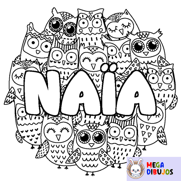 Coloraci&oacute;n del nombre NA&Iuml;A - decorado b&uacute;hos