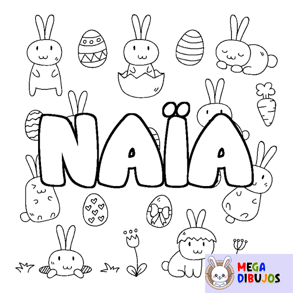 Coloraci&oacute;n del nombre NA&Iuml;A - decorado Pascua