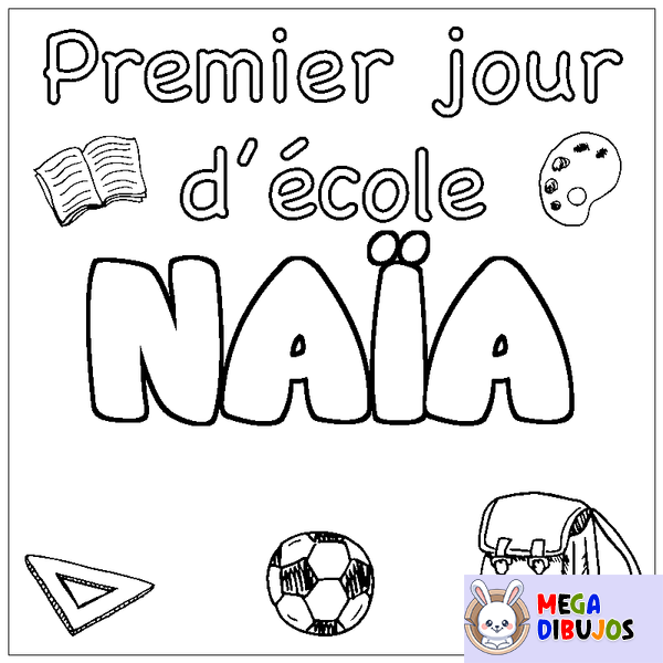 Coloraci&oacute;n del nombre NA&Iuml;A - decorado primer d&iacute;a de escuela