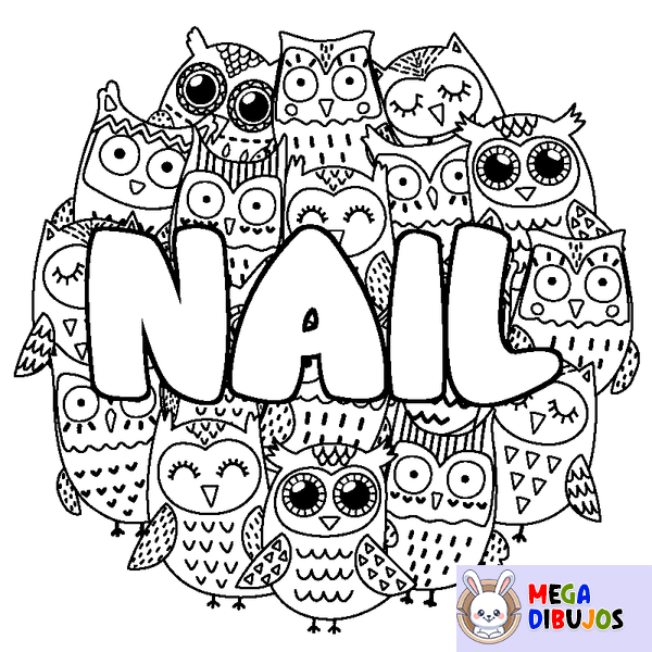 Coloraci&oacute;n del nombre NAIL - decorado b&uacute;hos