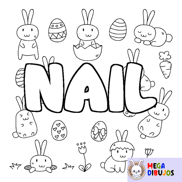 Coloraci&oacute;n del nombre NAIL - decorado Pascua