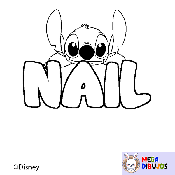 Coloraci&oacute;n del nombre NAIL - decorado Stitch