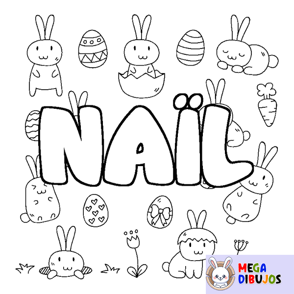 Coloraci&oacute;n del nombre NA&Iuml;L - decorado Pascua