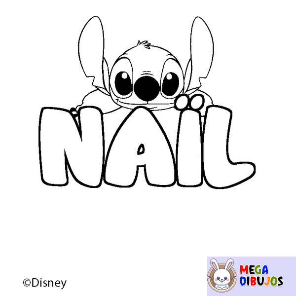 Coloraci&oacute;n del nombre NA&Iuml;L - decorado Stitch