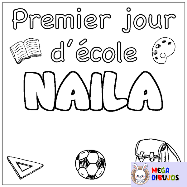 Coloraci&oacute;n del nombre NAILA - decorado primer d&iacute;a de escuela