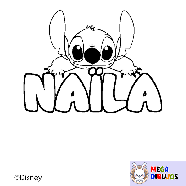 Coloraci&oacute;n del nombre NA&Iuml;LA - decorado Stitch