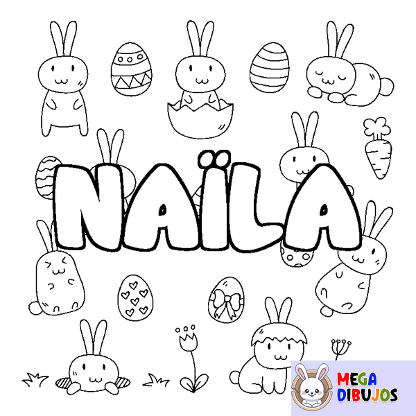Coloraci&oacute;n del nombre NA&Iuml;LA - decorado Pascua