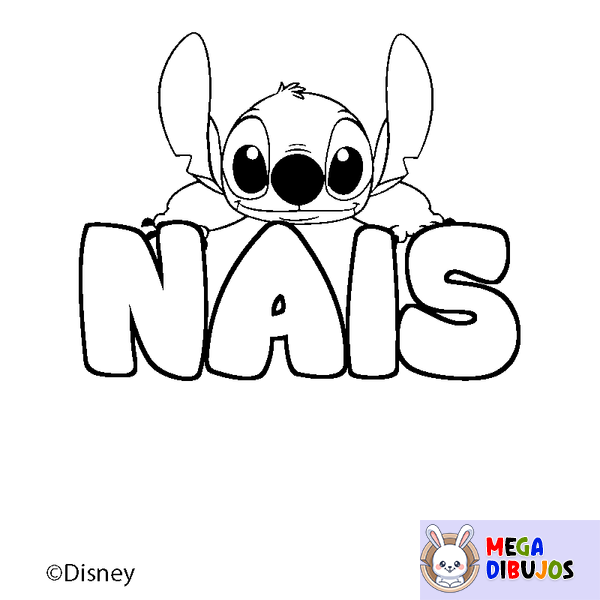 Coloraci&oacute;n del nombre NAIS - decorado Stitch