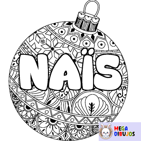 Coloraci&oacute;n del nombre NA&Iuml;S - decorado bola de Navidad