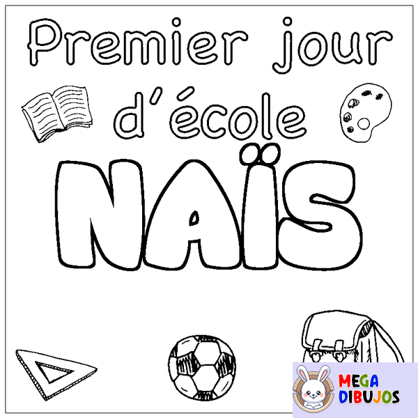 Coloraci&oacute;n del nombre NA&Iuml;S - decorado primer d&iacute;a de escuela