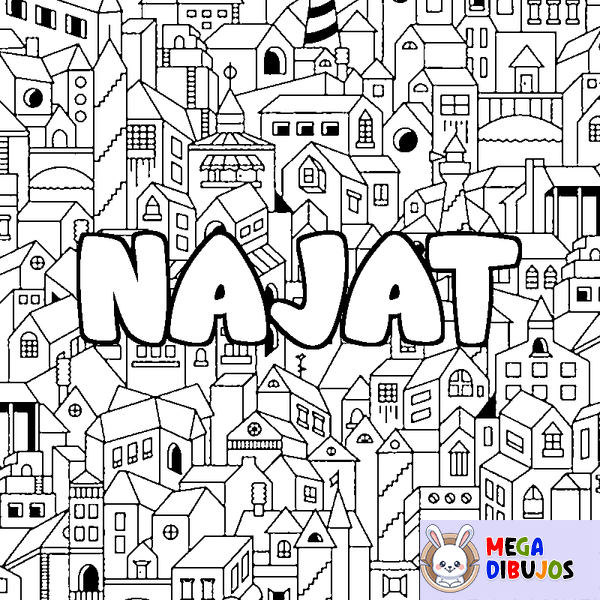 Coloraci&oacute;n del nombre NAJAT - decorado ciudad