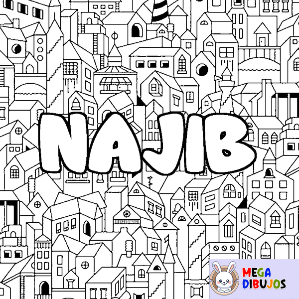 Coloraci&oacute;n del nombre NAJIB - decorado ciudad
