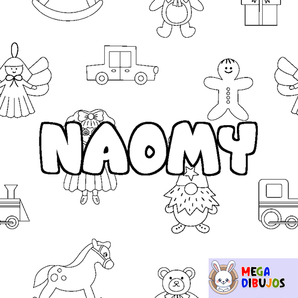 Coloraci&oacute;n del nombre NAOMY - decorado juguetes