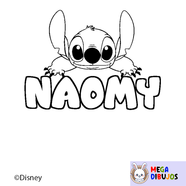 Coloraci&oacute;n del nombre NAOMY - decorado Stitch