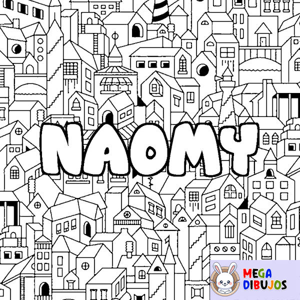 Coloraci&oacute;n del nombre NAOMY - decorado ciudad