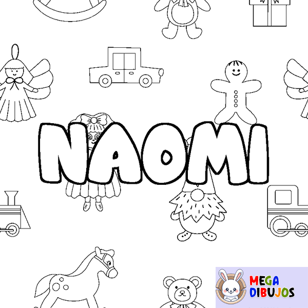Coloraci&oacute;n del nombre NAOMI - decorado juguetes