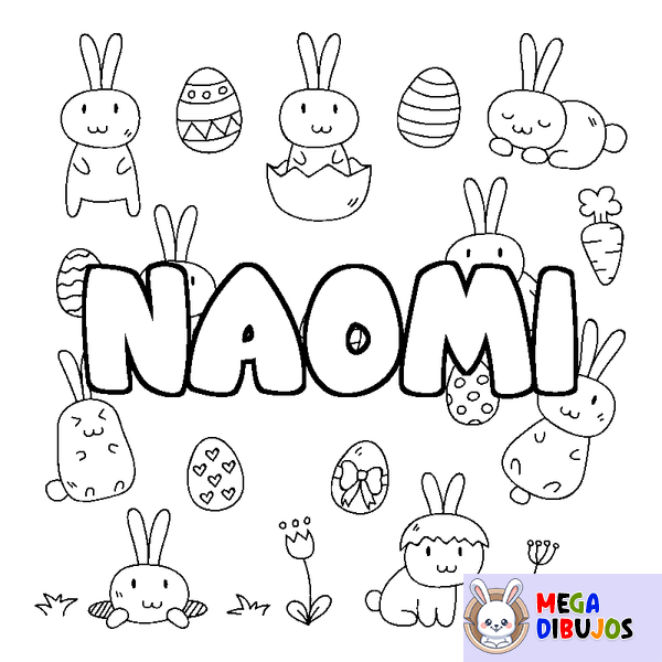 Coloraci&oacute;n del nombre NAOMI - decorado Pascua
