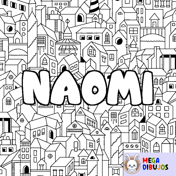 Coloraci&oacute;n del nombre NAOMI - decorado ciudad