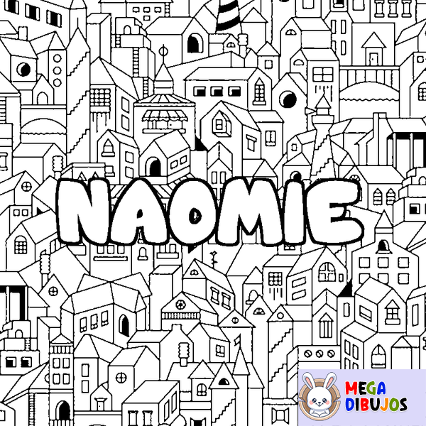 Coloraci&oacute;n del nombre NAOMIE - decorado ciudad