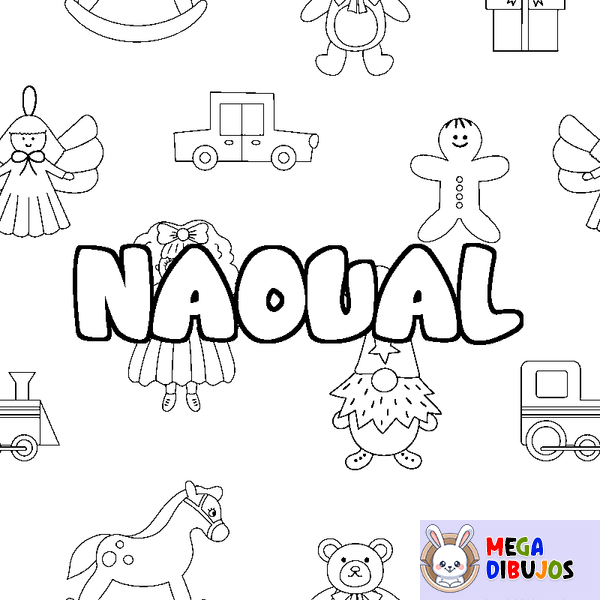 Coloraci&oacute;n del nombre NAOUAL - decorado juguetes