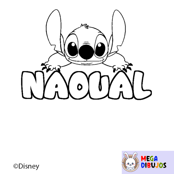 Coloraci&oacute;n del nombre NAOUAL - decorado Stitch