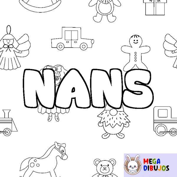 Coloraci&oacute;n del nombre NANS - decorado juguetes