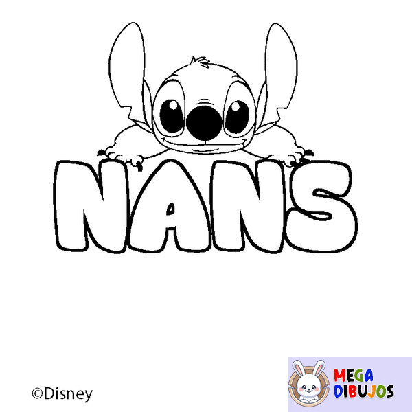 Coloraci&oacute;n del nombre NANS - decorado Stitch
