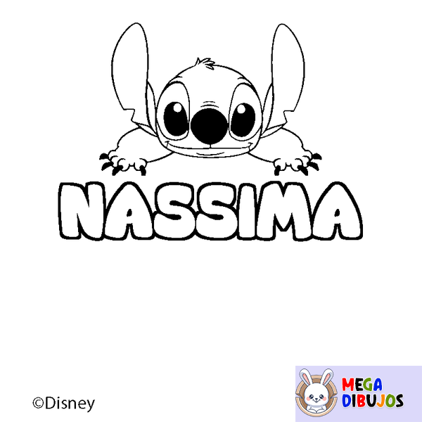 Coloraci&oacute;n del nombre NASSIMA - decorado Stitch