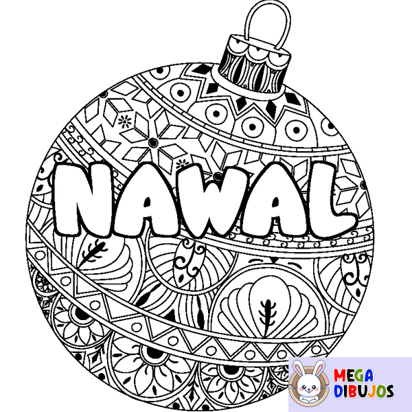 Coloraci&oacute;n del nombre NAWAL - decorado bola de Navidad