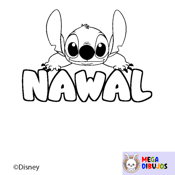 Coloraci&oacute;n del nombre NAWAL - decorado Stitch