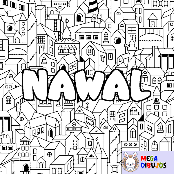 Coloraci&oacute;n del nombre NAWAL - decorado ciudad