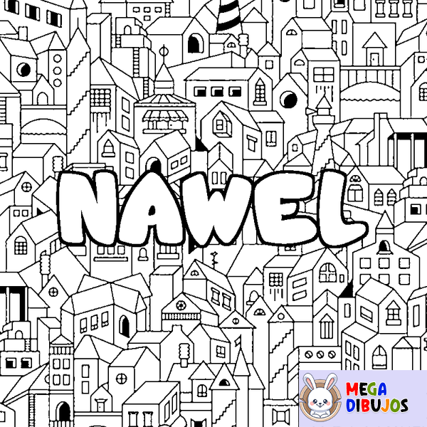 Coloraci&oacute;n del nombre NAWEL - decorado ciudad