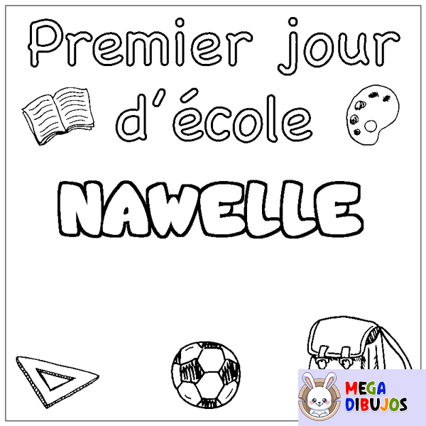 Coloraci&oacute;n del nombre NAWELLE - decorado primer d&iacute;a de escuela