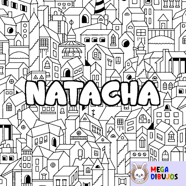 Coloraci&oacute;n del nombre NATACHA - decorado ciudad