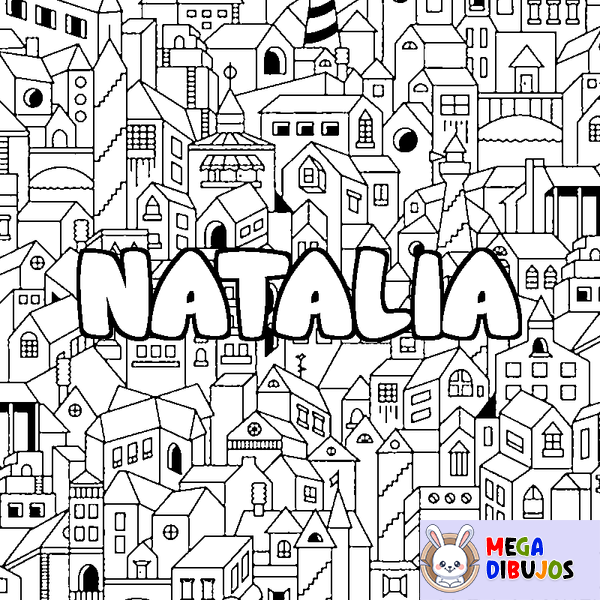 Coloraci&oacute;n del nombre NATALIA - decorado ciudad