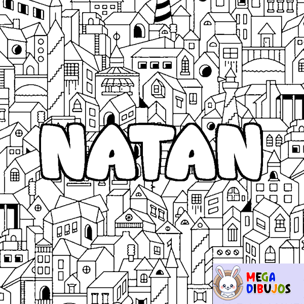 Coloraci&oacute;n del nombre NATAN - decorado ciudad